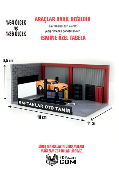 Butik 3D Baskı 1/64 Ölçekli Tamirhane Bina Tasarımlı Diorama Araç Sergileme G...