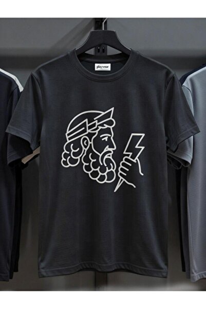 playwear PLAY WEAR Unisex Μπλουζάκι με στάμπα ZEUS LIGHTNING με λαιμόκοψη ποδ...