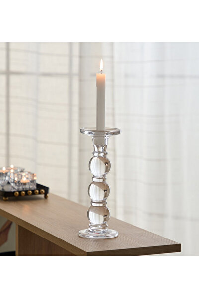 Tamara حامل شموع كبير من الزجاج الكريستالي الشفاف الثقيل - 9 × 24 سم