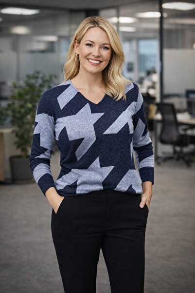 Barem İncibaby Slitless Plus Size V-Neck Comfortable Soft Blouse