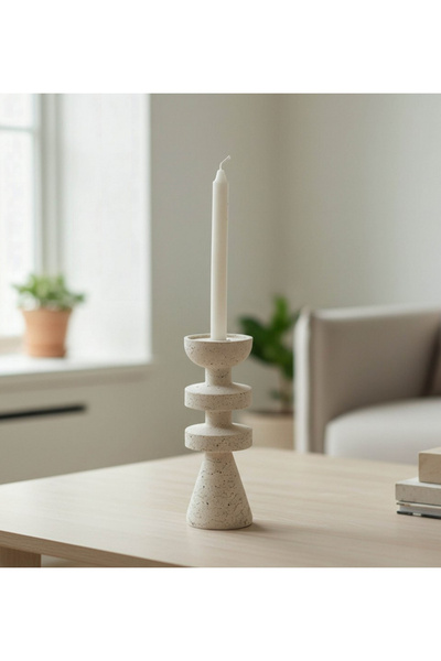 Generic حامل شموع مدبب مزخرف من الراتنج من فريسكو فيلا - 9 × 9 × 25 سم