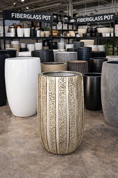 Yades Dubai Dizayn Fiberglas Büyük Saksı 35 cm çap 55 cm boy