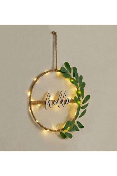 elio حروف خشبية دافئة من حبل القنب وفرعه، مزودة بـ 20 مصباح LED، تحمل عبارة "...