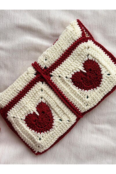 EHF LifeStyle EL ÖRGÜSÜ MOTİF KALPLİ KİTAP KILIFI