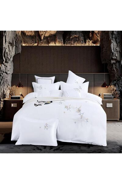 OEM Luxury Double Bed Linen with Elegant Embroidery, 4-Piece Set