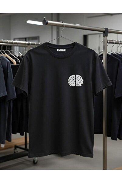 playwear PLAY WEAR Unisex Μπλουζάκι με Φαρδιά Γραμμή και Στάμπα Εγκεφάλου στο...