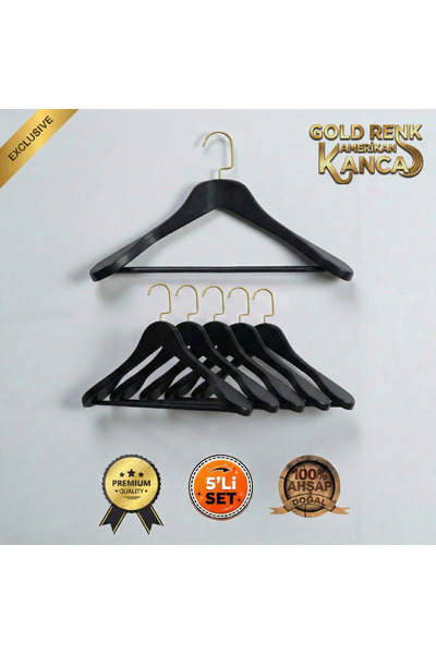 Faravis Atelier مجموعة من 5 شماعات خشبية فاخرة مع خطافات أمريكية فضية وكتف سم...