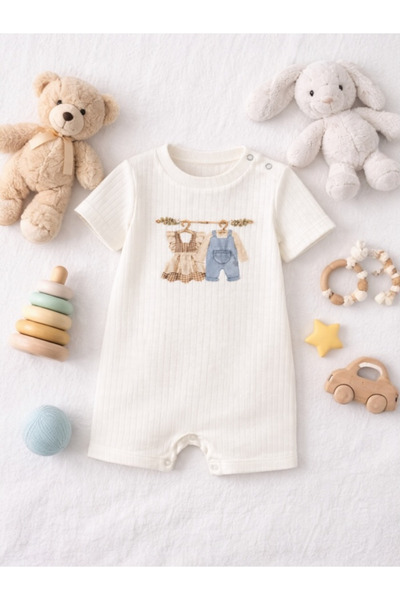 Gleamy بدلة أطفال مصنوعة من القطن بنسبة 100% - قابلة للتنفس، ناعمة، بأكمام قص...