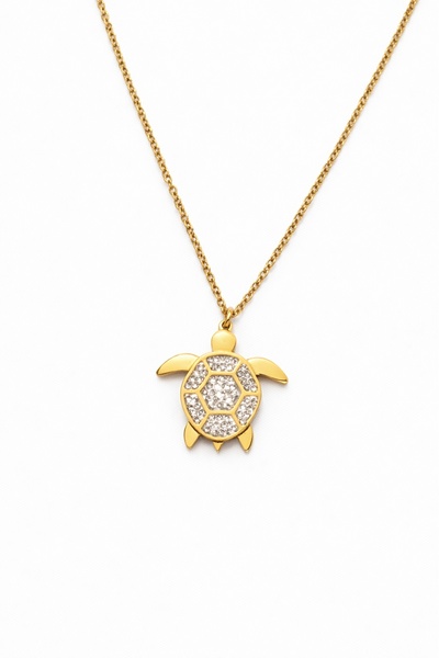 BALVORA VENTO Women's Steel Stone Turtle Necklace Does Not Fade