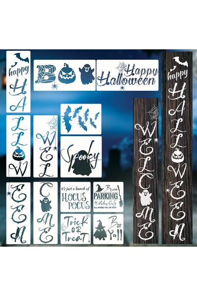 PEUTIER Sabloane Halloween, 13 buc, cu desene diverse, reutilizabile, pentru ...