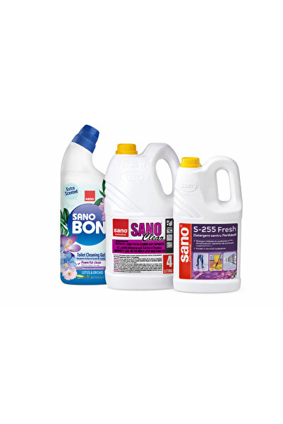 Sano Cleaning Products Set – FLOOR SOLUTION 4L, WINDOW DETERGENT 4L, WC SOLUT...