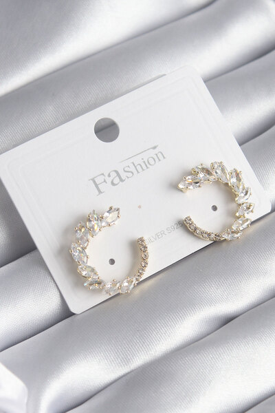 Skygo أقراط نسائية من حجر الزركون باللون الذهبي النحاسي - TJ-BKP8509