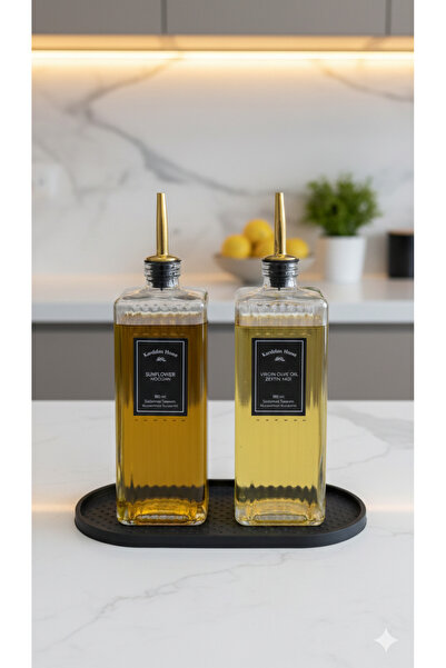 Dia Standlı 2’li Cam Yağdanlık Seti – Zeytinyağı & Sirke Şişesi – Akıtmaz