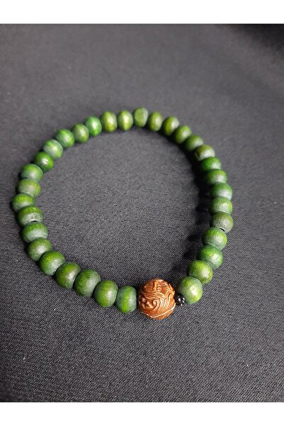 MRYart Bambu Ahşap Bileklik 8 mm Yeşil Unisex
