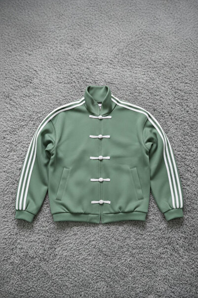 Karakedi Green Retro Three-Stripe Vintage Y2K Unisex Jacket