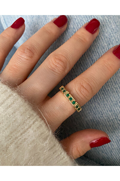 Pinery Jewels Limited Edition - Women's Ring with Row of Zircon Stones and Bo...