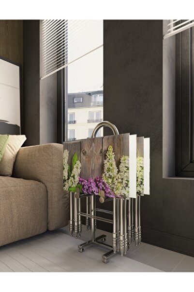 vidalife Çanta Zigon Sehpa, 4'lü Sehpa, Zigon Sehpa, Servis Sehpası, Camlı Se...