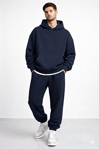 RABTEKS Regular Unisex Basic Plain Thick Fleece Tracksuit Set