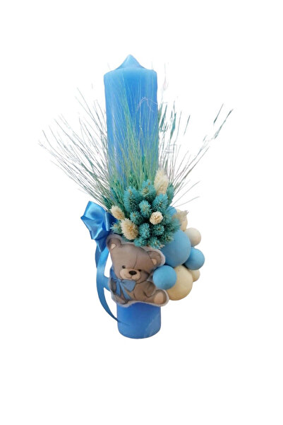 OBSIDION Lumanare botez COLORATA Teddy - albastru deschis