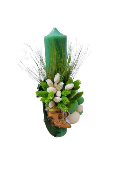 OBSIDION Lumanare botez COLORATA leu - verde inchis