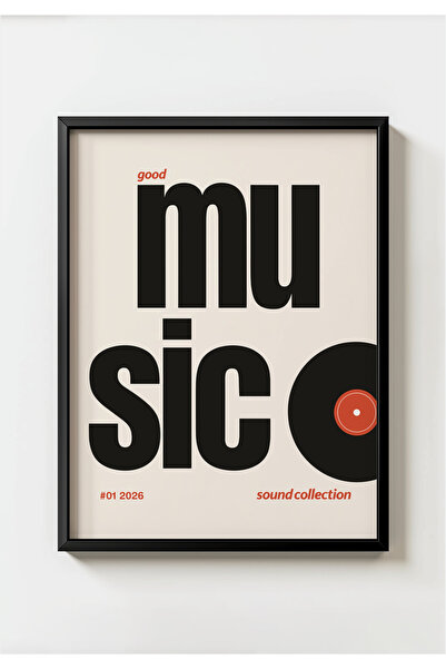 MIOVI WORKS Music Viny l Siyah Çerçeveli Modern Plak & Müzik Temalı Salon Duv...