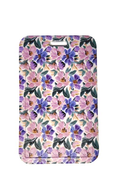StormiStoretr Mor Floral UV Baskılı Çekmeli Yoyo ve Dikey Kartlık Set | Şeffaf Ön Yüz Kart Koruyucu