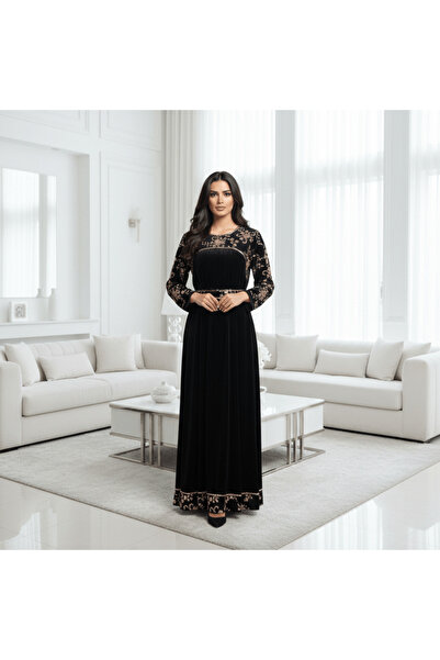 alqarat "Sultana" Embroidered Velvet Jalabiya