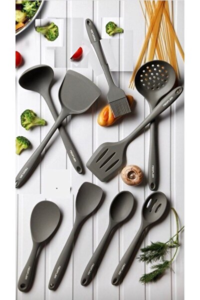 NEOFLAM Silicone Gray 11 Piece Ladle Colander Serving Set