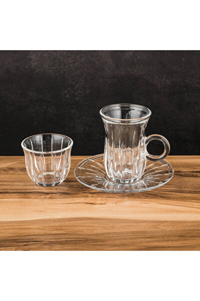 Dania ✨ Luxury Glass Serving Set – 36 Pieces (12 Tea Cups + 12 Saucers + 12 C...