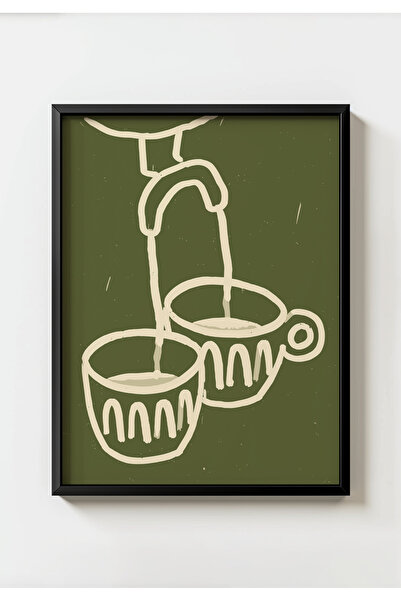 MIOVI WORKS Coffee Flow | Siyah Çerçeveli Modern Minimal Coffee Mutfak Duvar ...