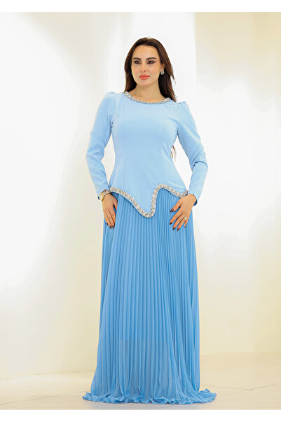 Opera Fashion Long evening dress in sky blue