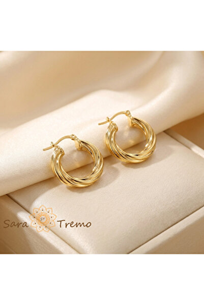 SaraTremo Focul Bland – Round Earrings Multilayer 2 cm plated 18K Brazil