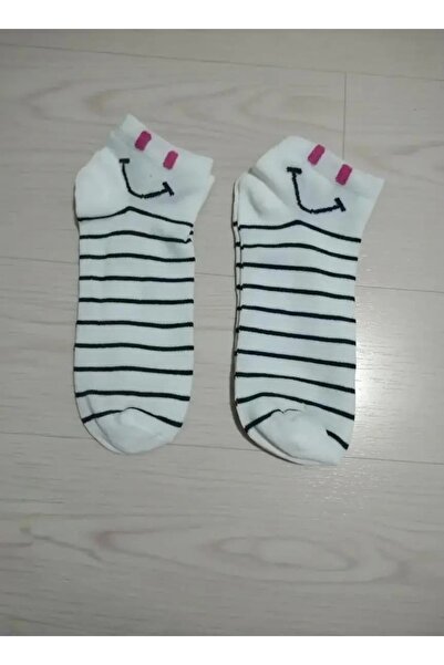EfemİcGiyim Smiling Face Patterned Striped Booties Socks 12-Piece Pack
