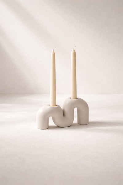 Otaera Denge | M Form Şamdan 2'li, Dekoratif Mumluk, Modern Tasarım Mumluk, E...