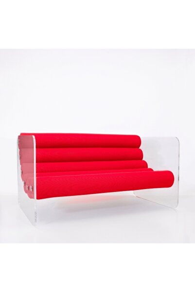 KUUMO Καναπές κήπου, συλλογή MW02, πορτοκαλί μαξιλάρια, πλαϊνά μπράτσα, PMMA ...