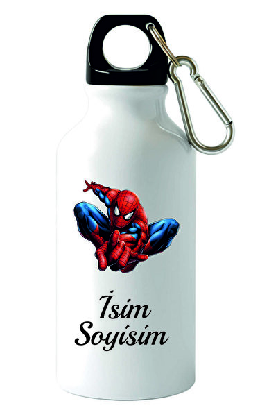 Kreax Kişiye Özel Kancalı Su Matarası Örümcek Adam