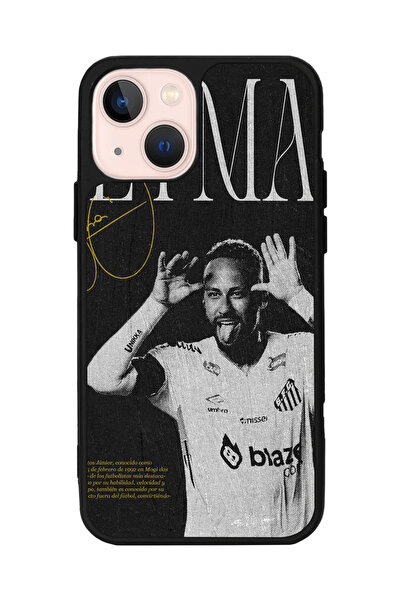 SCALETA CASE iPhone 13 Uyumlu Neymar JR Tasarımlı Glossy Mat Siyah Silikon Te...