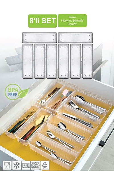 naturelove Set modular de 8 piese pentru organizarea tacâmurilor, organizator...
