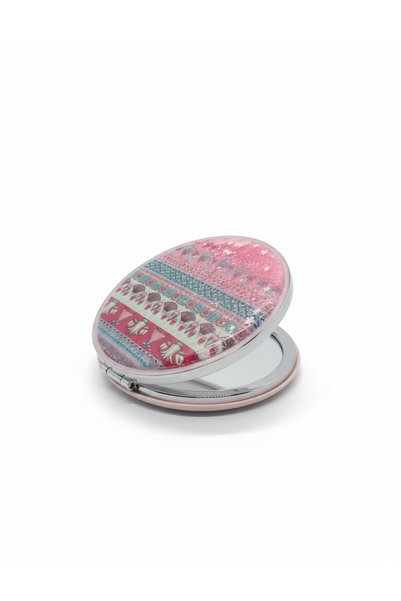 Runades 6x6 cm Yuvarlak Kapaklı Cep Aynası Taşınabilir Makyaj Aynası