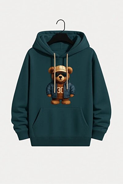 Generic (Unbranded) Trendy Light Blue Hoodie with Cool Teddy Bear Graphic, St...