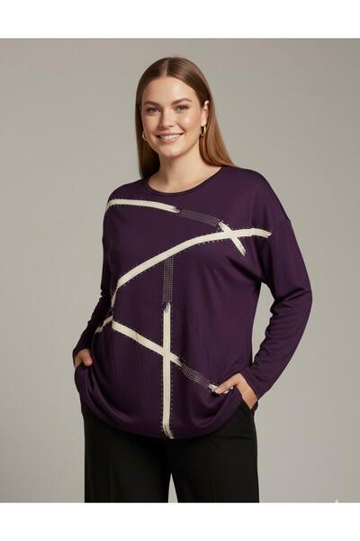 Orly More Viscose Fabric Mini Slit Plus Size Long Sleeve Combed Cotton Blouse