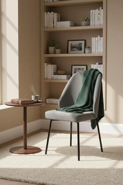 TodekHome Safir 4 Adet Metal Ayaklı Sandalye Babyface Kumaş Mutfak Salon Yeme...