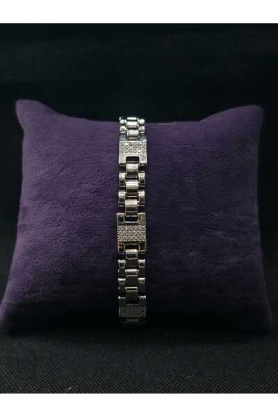 sarıyer silver Bakla Model Zircon Stone Special Craftsmanship Steel Bracelet ...