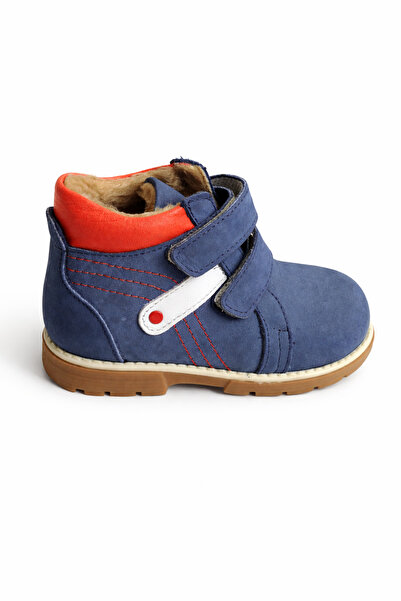 WSTARK حذاء للأطفال من الجلد الطبيعي بنعل مطاطي تشريحي وبطانة دافئة من الداخل