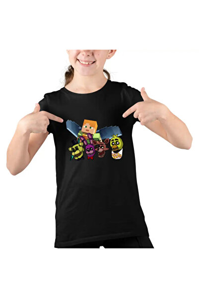 OEM Tricou Copii Fete Fnaf Minecraft Five Nights at Freddy Horror Halloween