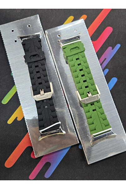 GENERAL Silicone Rubber Watch Strap with Metal Buckle – Black & Green