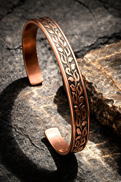 NBS Beautiful Naturel Stones Copper Flower Embroidered Adjustable Bracelet