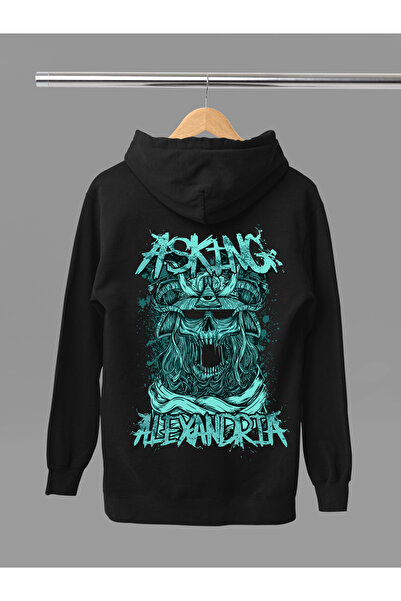 MAGORS Hanorac rock cu glugă, cu mânecă lungă, din bumbac imprimat, cu 3 fire...