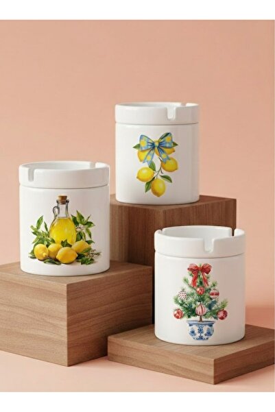 sartre art Set de scrumiere vintage din lemn de pin și lămâie, 3 piese – Nost...