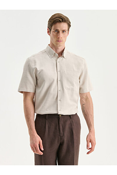 LC Waikiki Regular Fit Short Sleeve Linen Look Men's Shirt